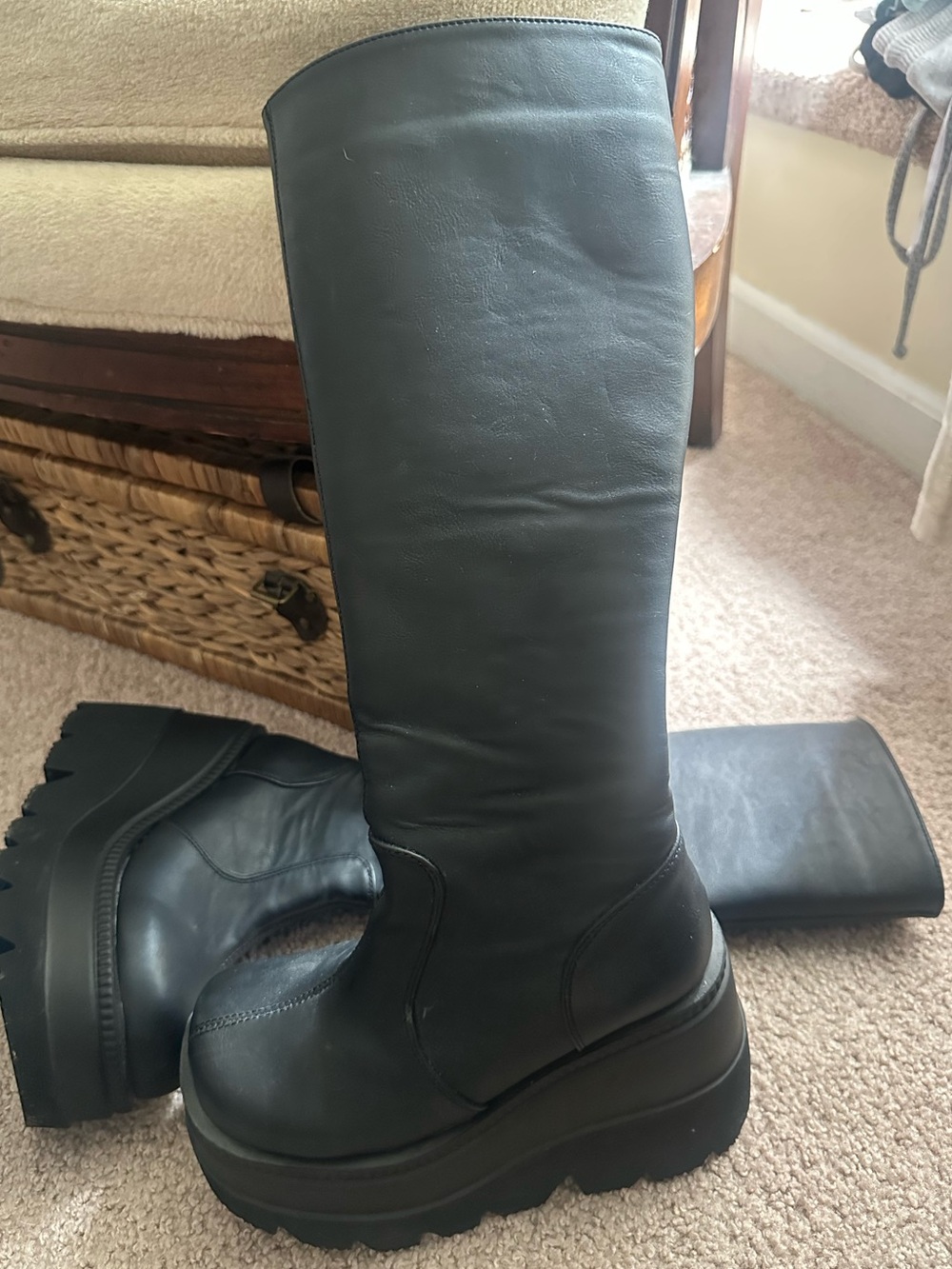 Killstar Black Chunky Platform Over-the-Knee Boots